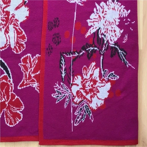 Badgley Mischka Cherry Blossom Jacquard Cardigan Sweater Coat Duster Floral